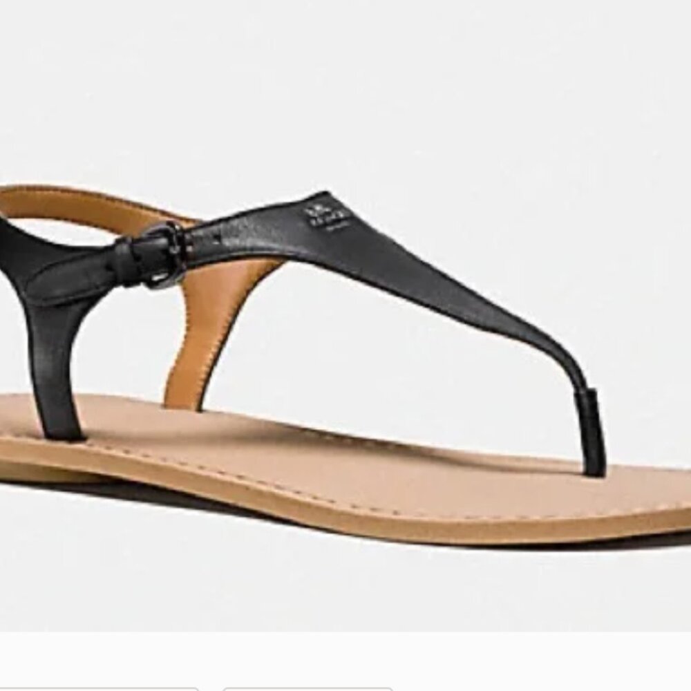 New Coach Cheyanne Black Leather Sandals Size 6.5